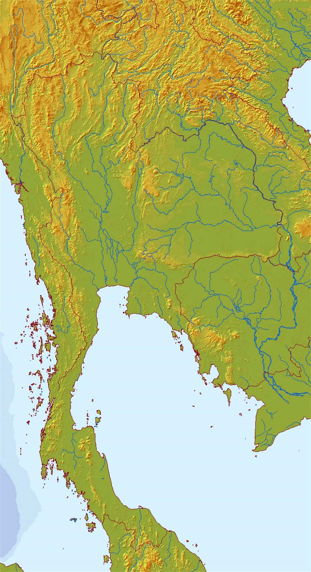 Relief map of Thailand