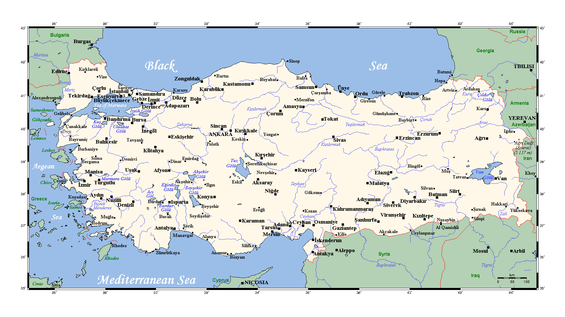 Detailed Map Of Turkey