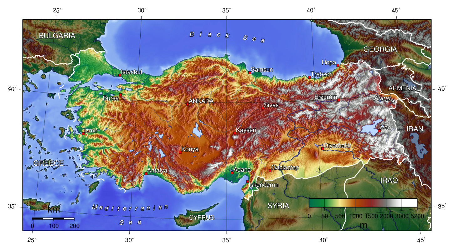 Detailed Topographical Map Of Turkey Turkey Asia Mapsland Maps | My XXX ...