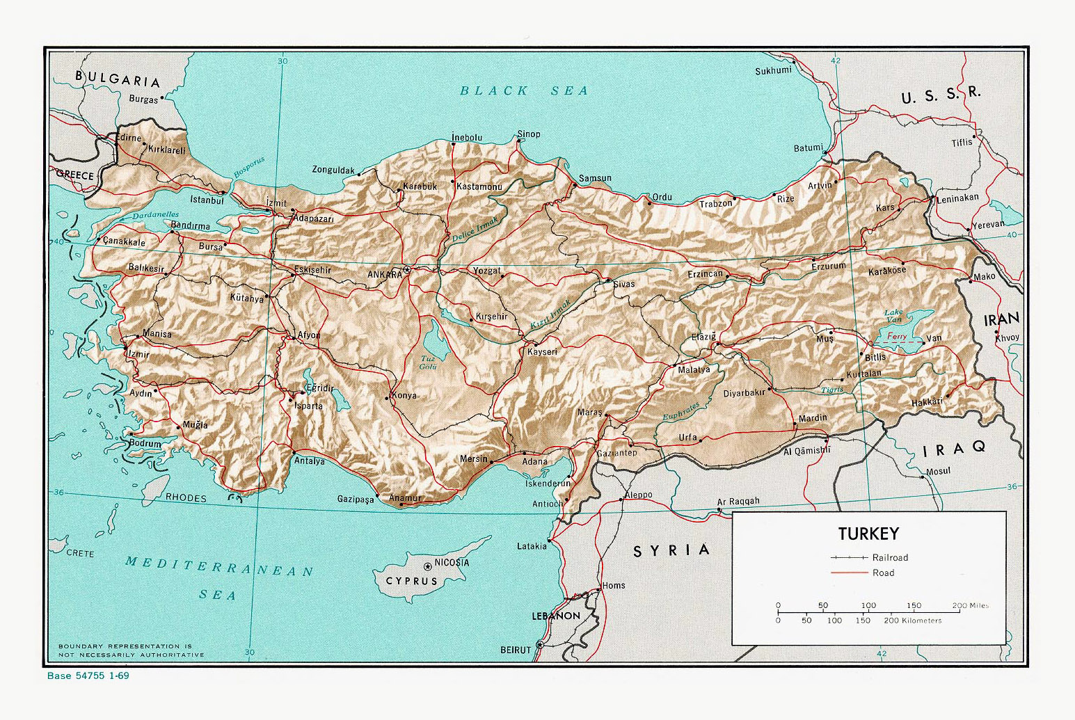 Large Political Map Of Turkey With Relief Roads Railroads And Major