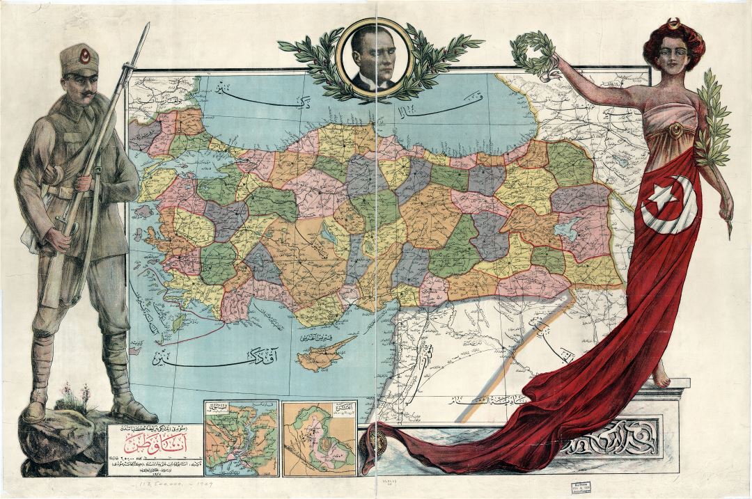 Large scale detailed old political and administrative map of Turkey - 1927