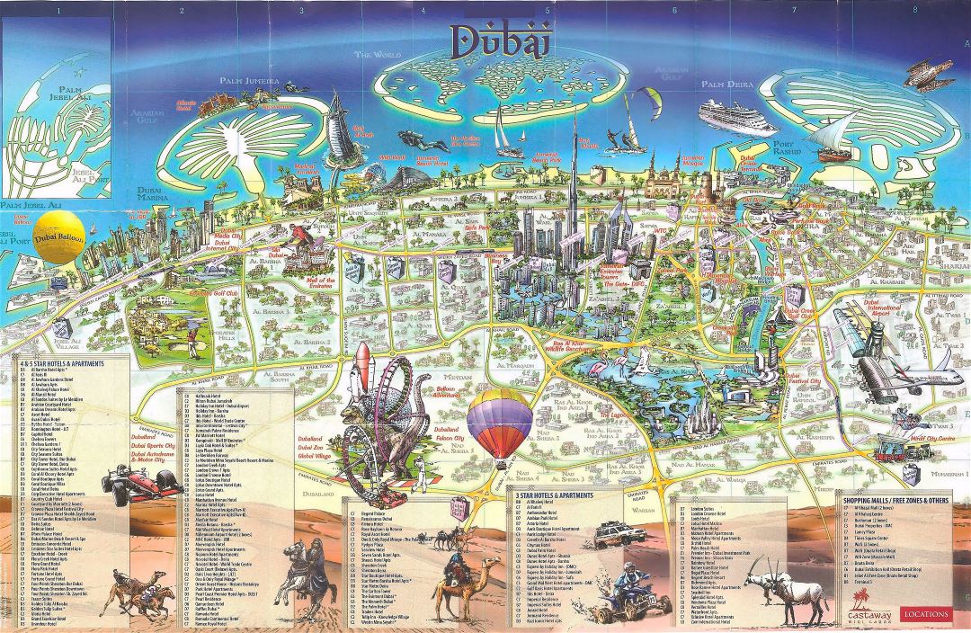 Large detailed tourist map of Dubai city