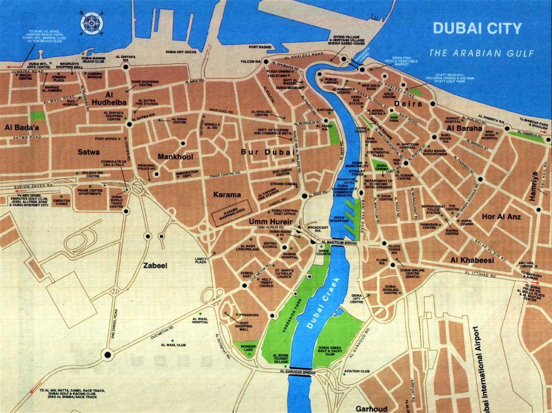 Large road map of Dubai city