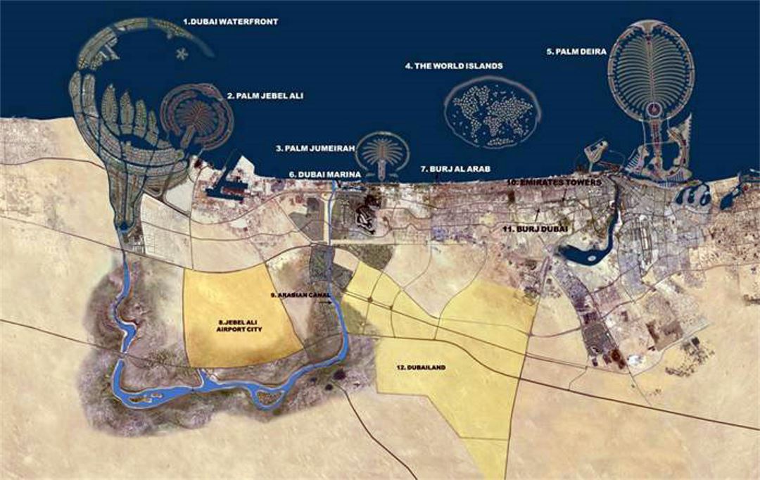 Satellite map of Dubai
