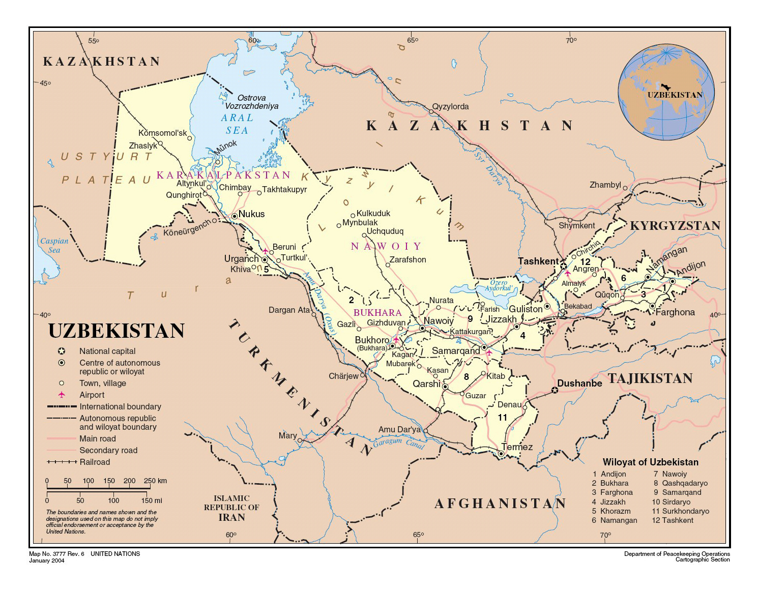 Uzbekistan Map Capital