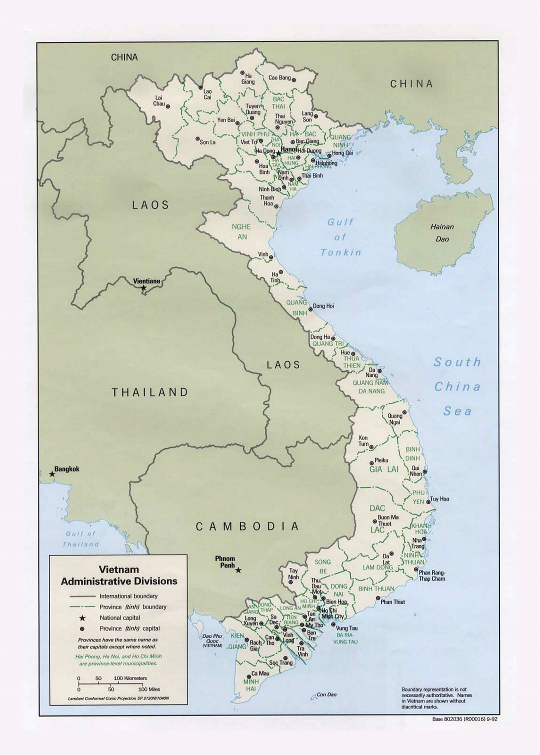 Detailed administrative divisions map of Vietnam - 1992