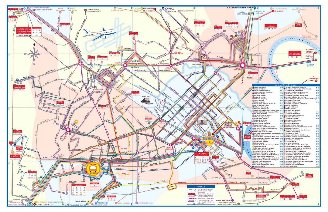 Large detailed city bus map of Ho Chi Minh city