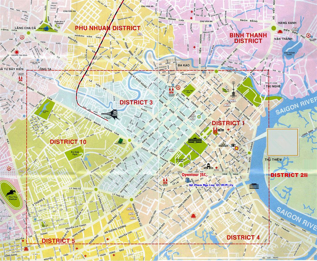 Large detailed map of Ho Chi Minh city