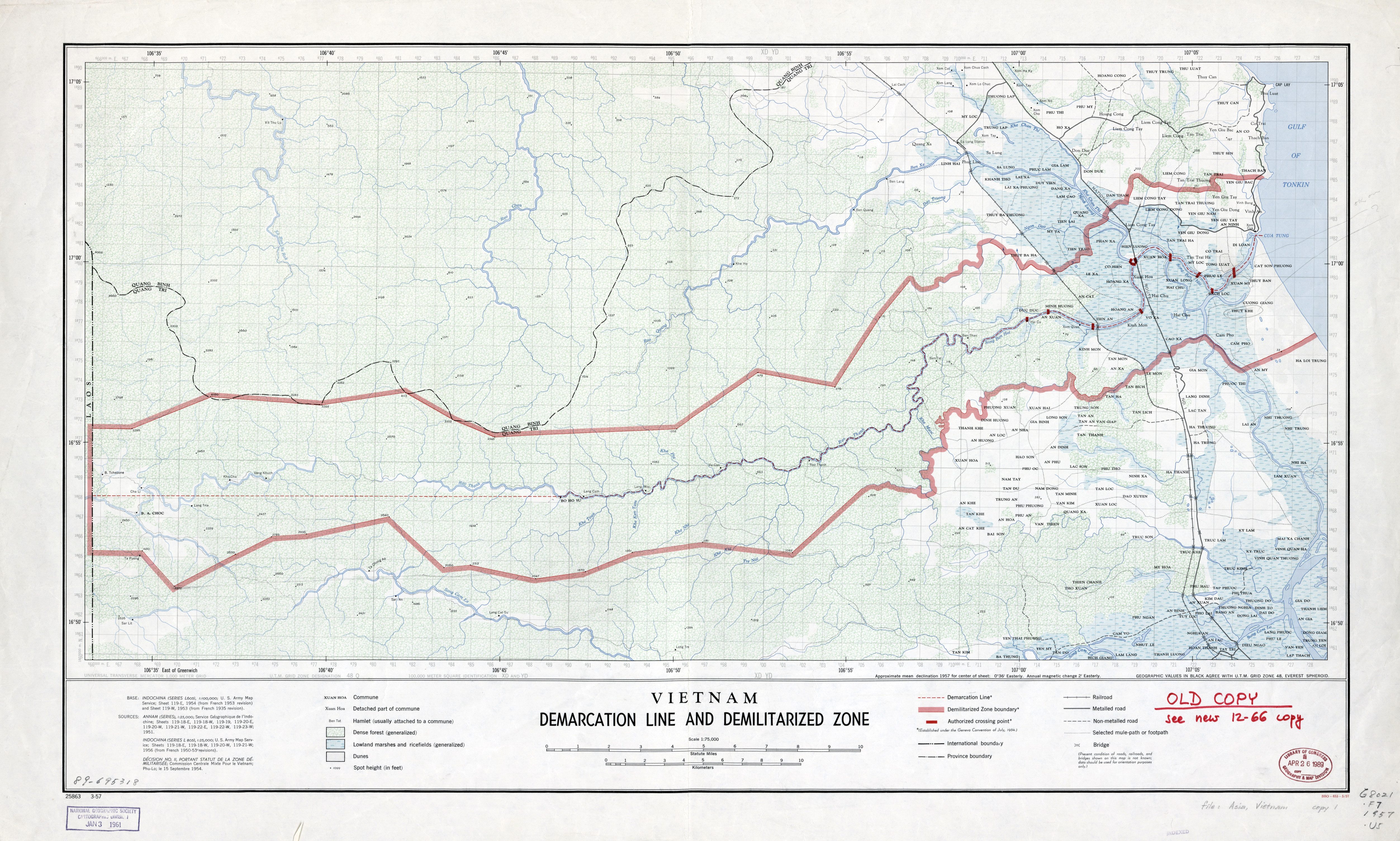 Large Detailed Vietnam Demarcation Line And Demilitarized Zone Map
