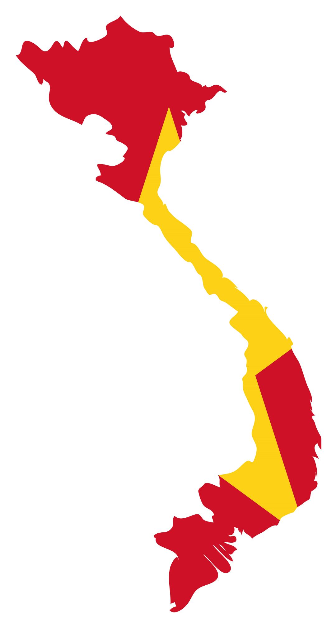 Large flag map of Vietnam