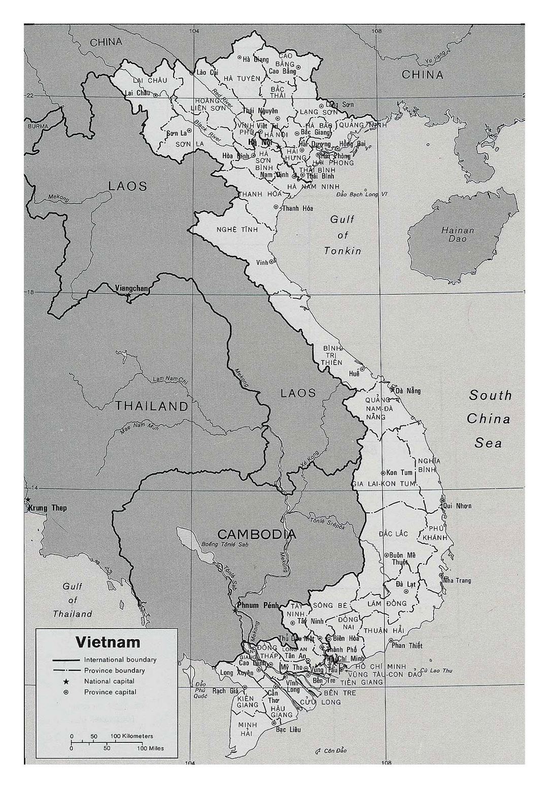 Large political and administrative map of Vietnam with other marks