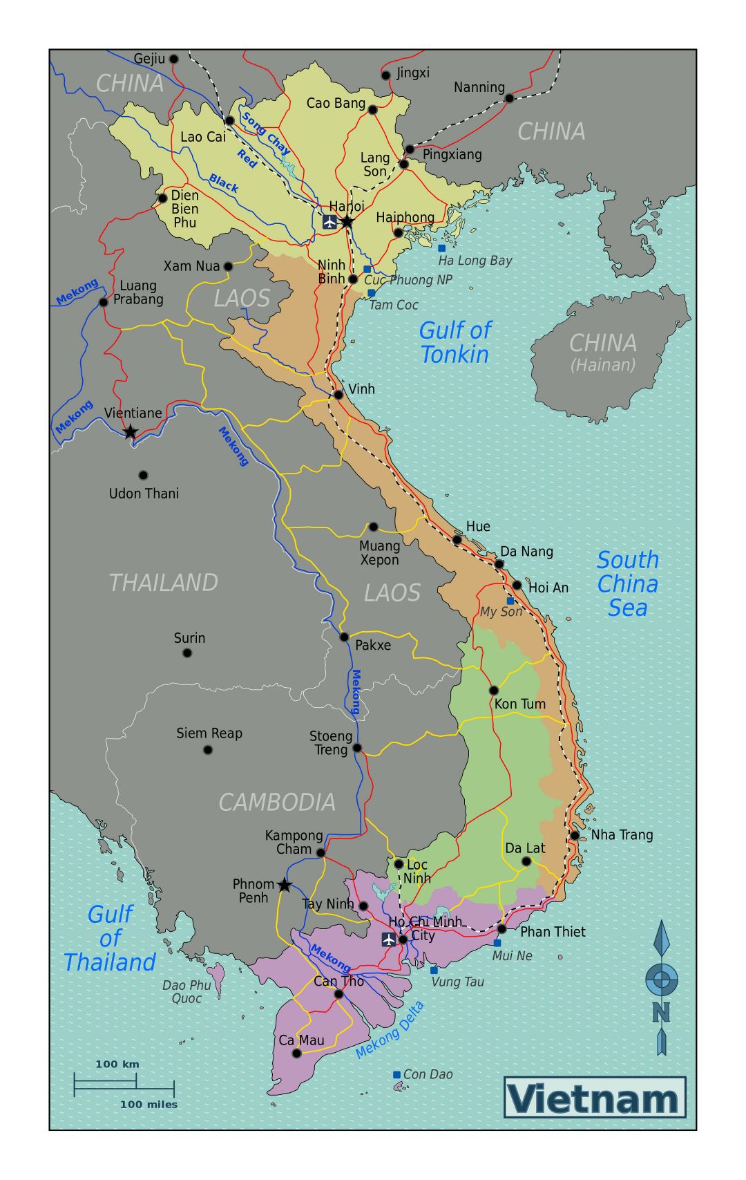 Large regions map of Vietnam