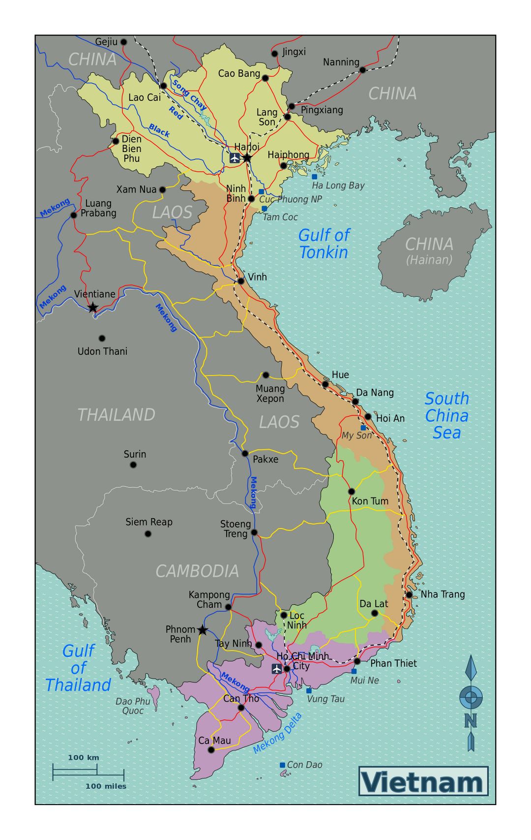 Large regions map of Vietnam | Vietnam | Asia | Mapsland | Maps of the ...