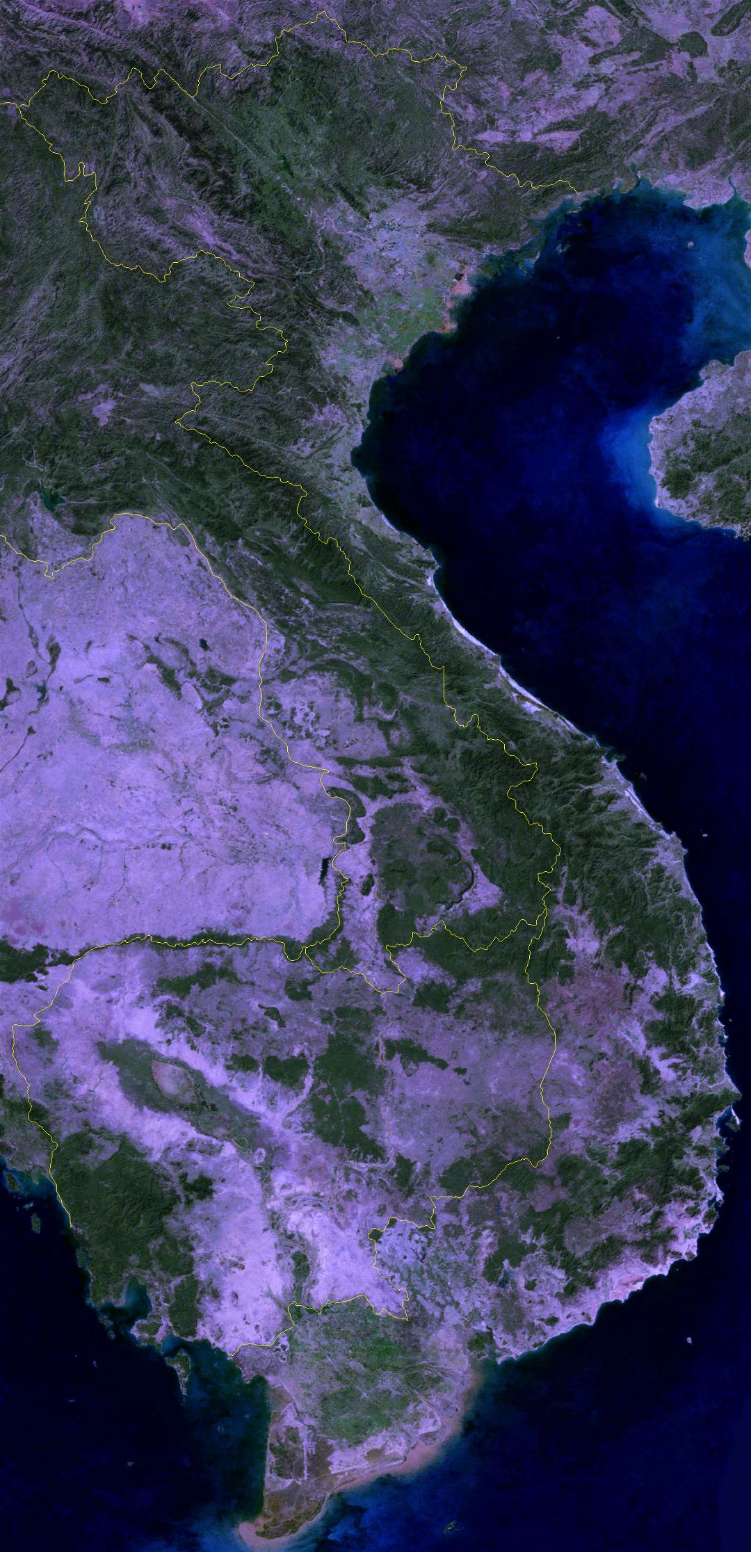 Large satellite map of Vietnam