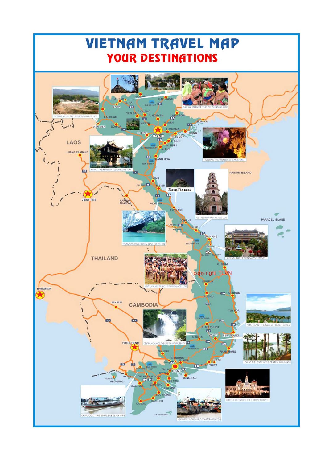 Large Detailed Tourist Map Of Vietnam With Cities And Towns Vietnam Images