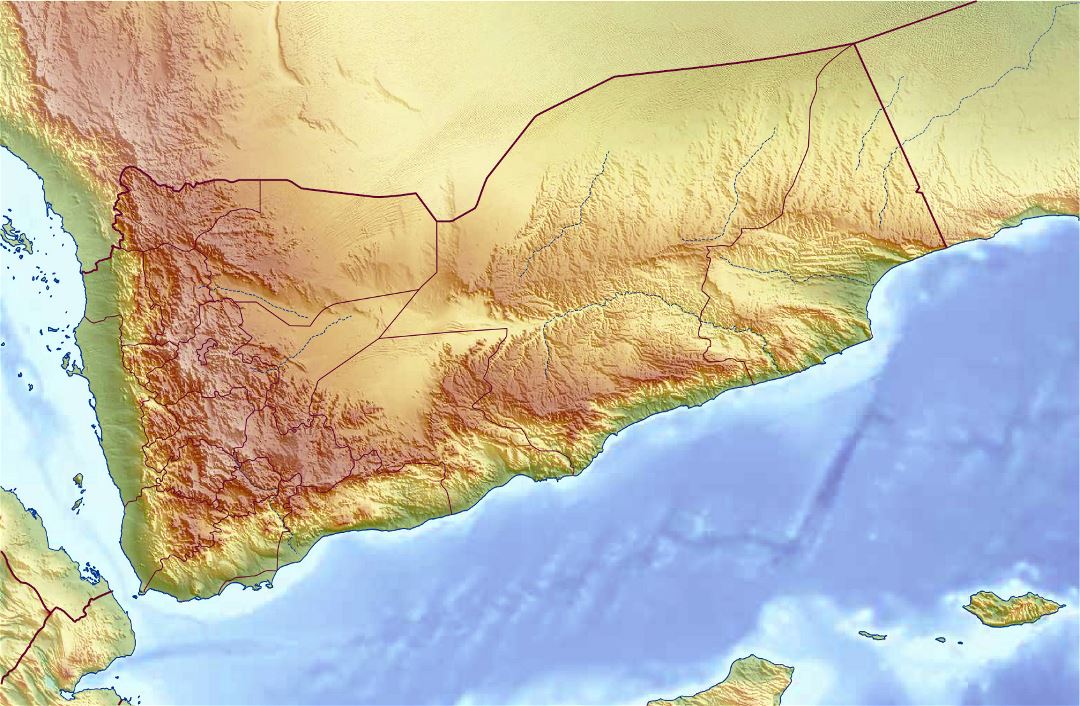 Large relief map of Yemen