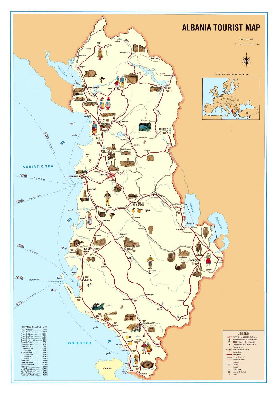 Large detailed tourist map of Albania
