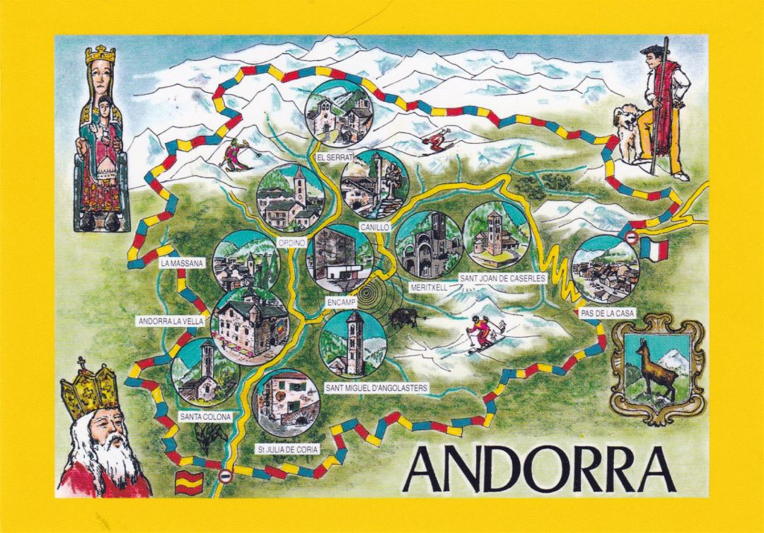 Detailed Andorra tourist illustrated map