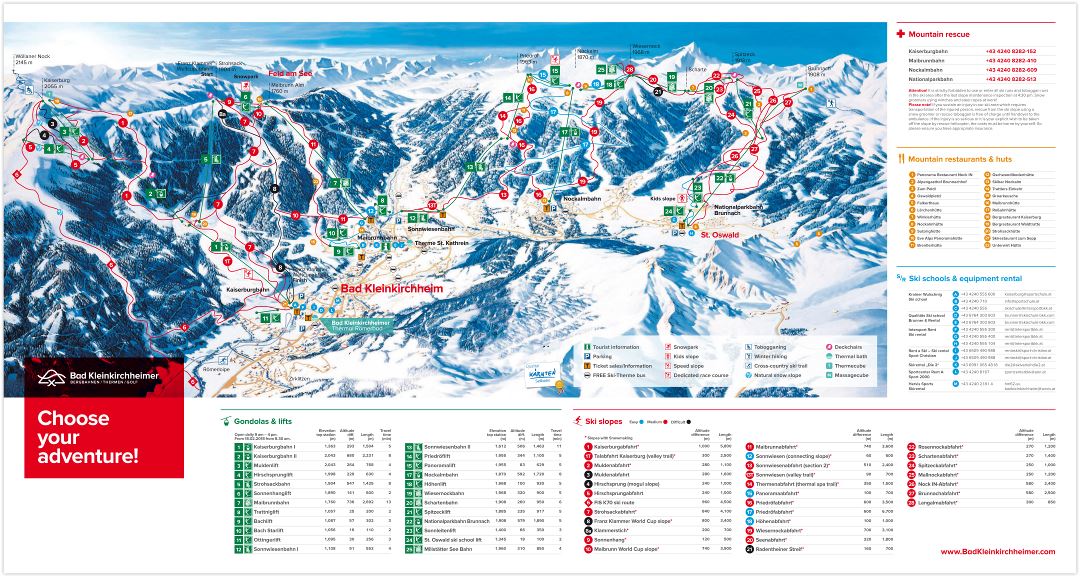 In high resolution detailed piste map of Bad Kleinkirchheim Ski Resort - 2018
