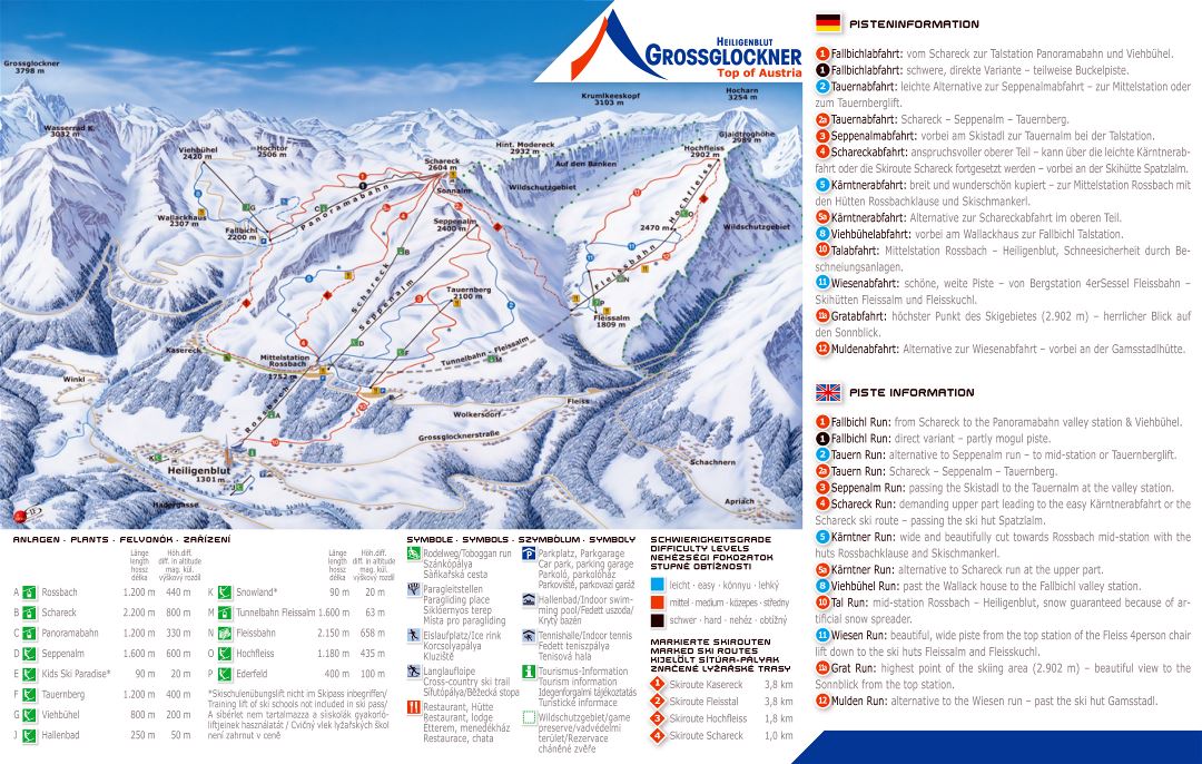 Large detailed piste map of Grossglockner - Heiligenblut Ski Resort - 2009