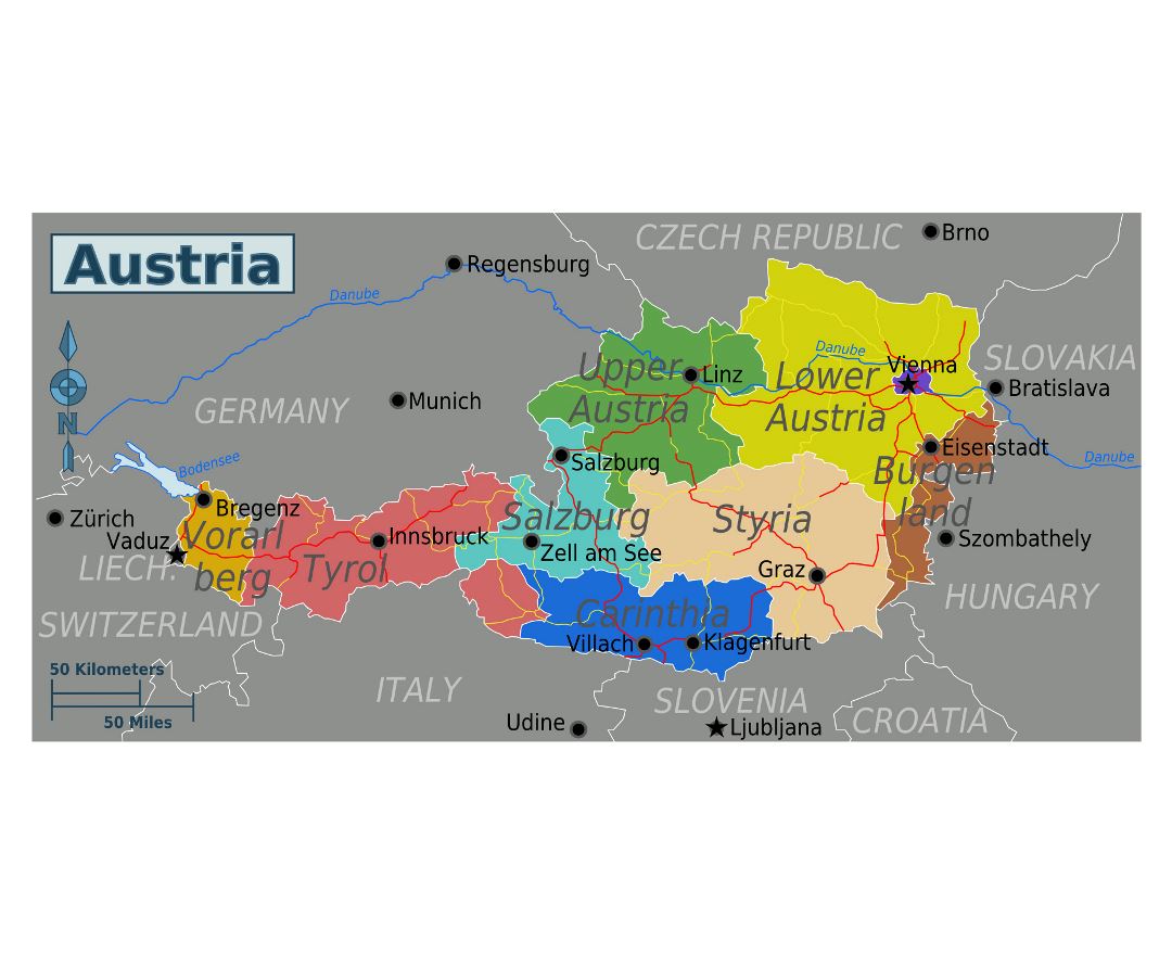 Large Regions Map Of Austria Preview 