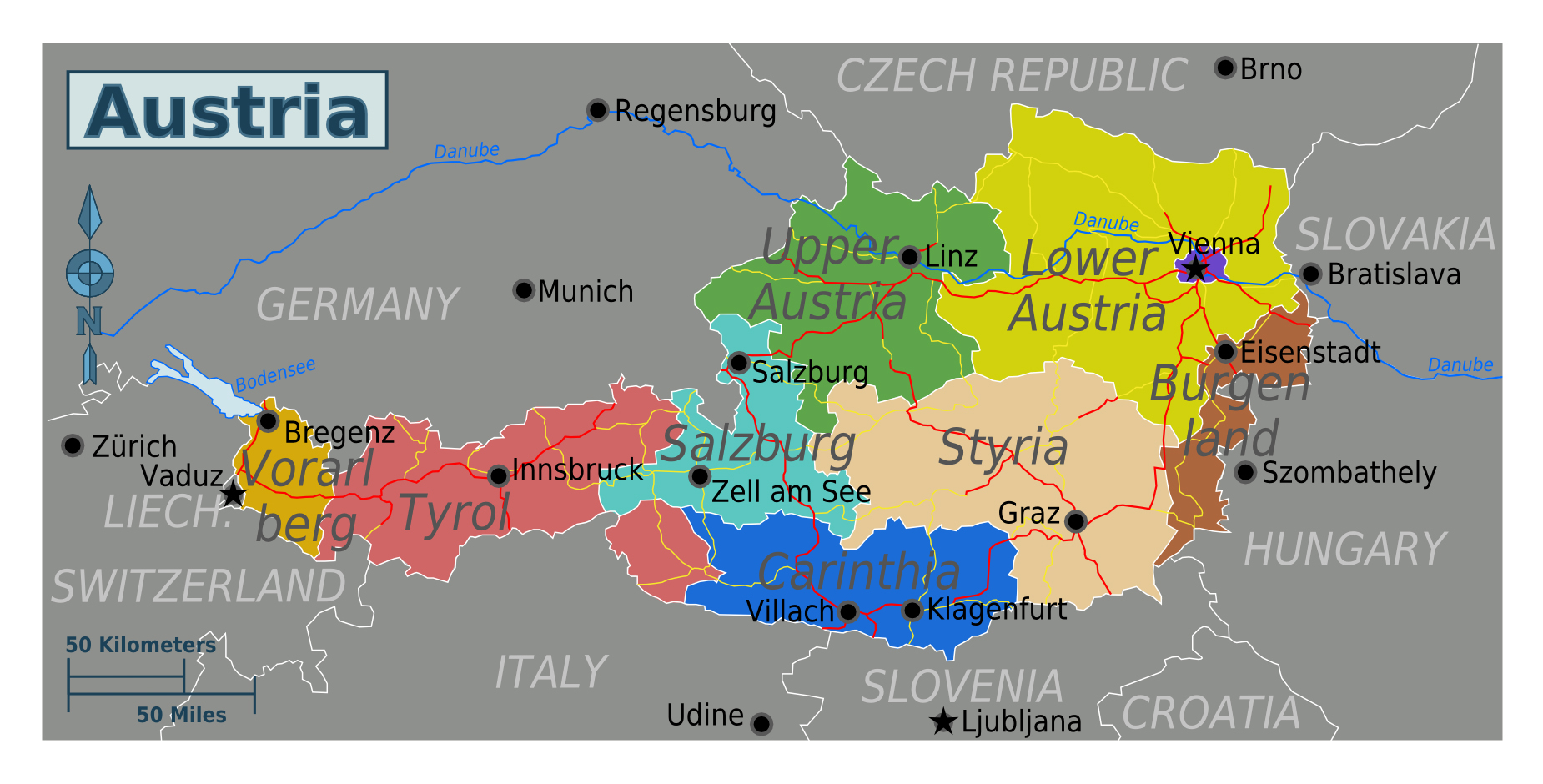 Large Regions Map Of Austria Austria Europe Mapsland Maps Of Large Regions Map Of Austria Austria Europe Mapsland Maps Of