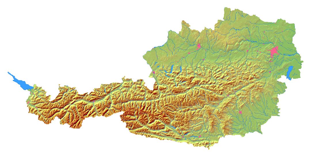 Large relief map of Austria