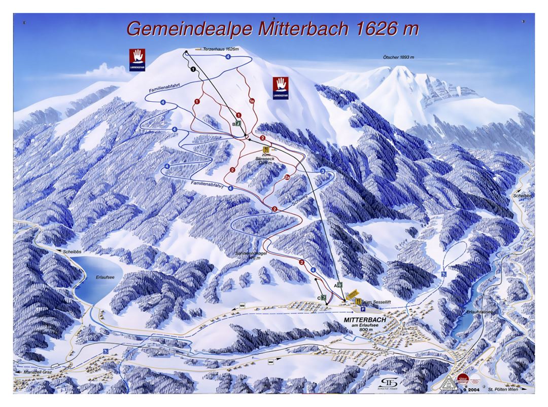 Detailed piste map of Gemeindealpe - Mitterbach Ski Resort - 2007