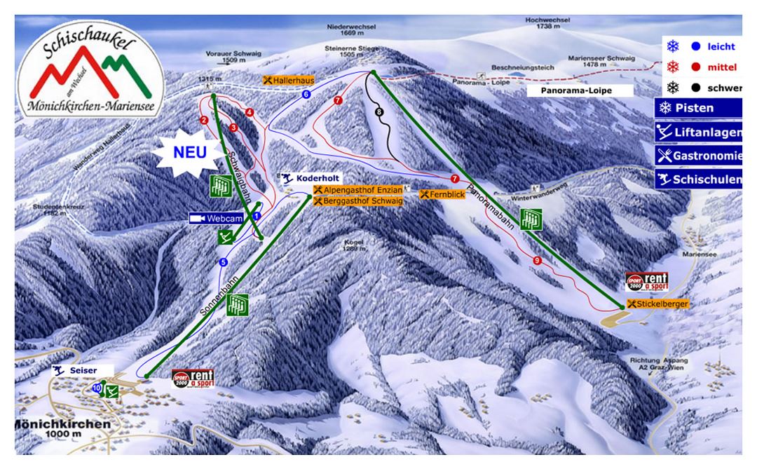 Detailed piste map of Schischaukel - Monichkirchen Ski Resort - 2007