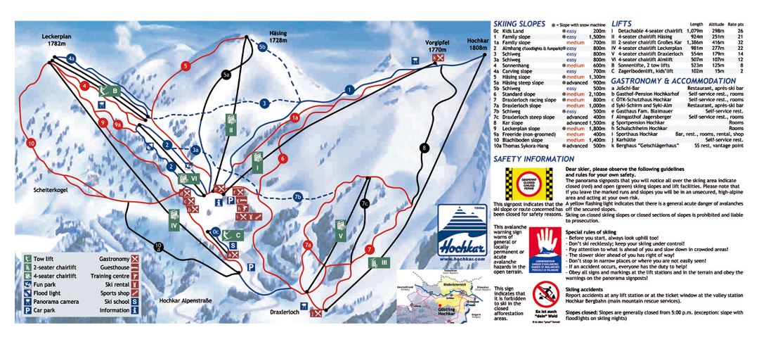 Large piste map of Hochkar Ski Resort - 2009