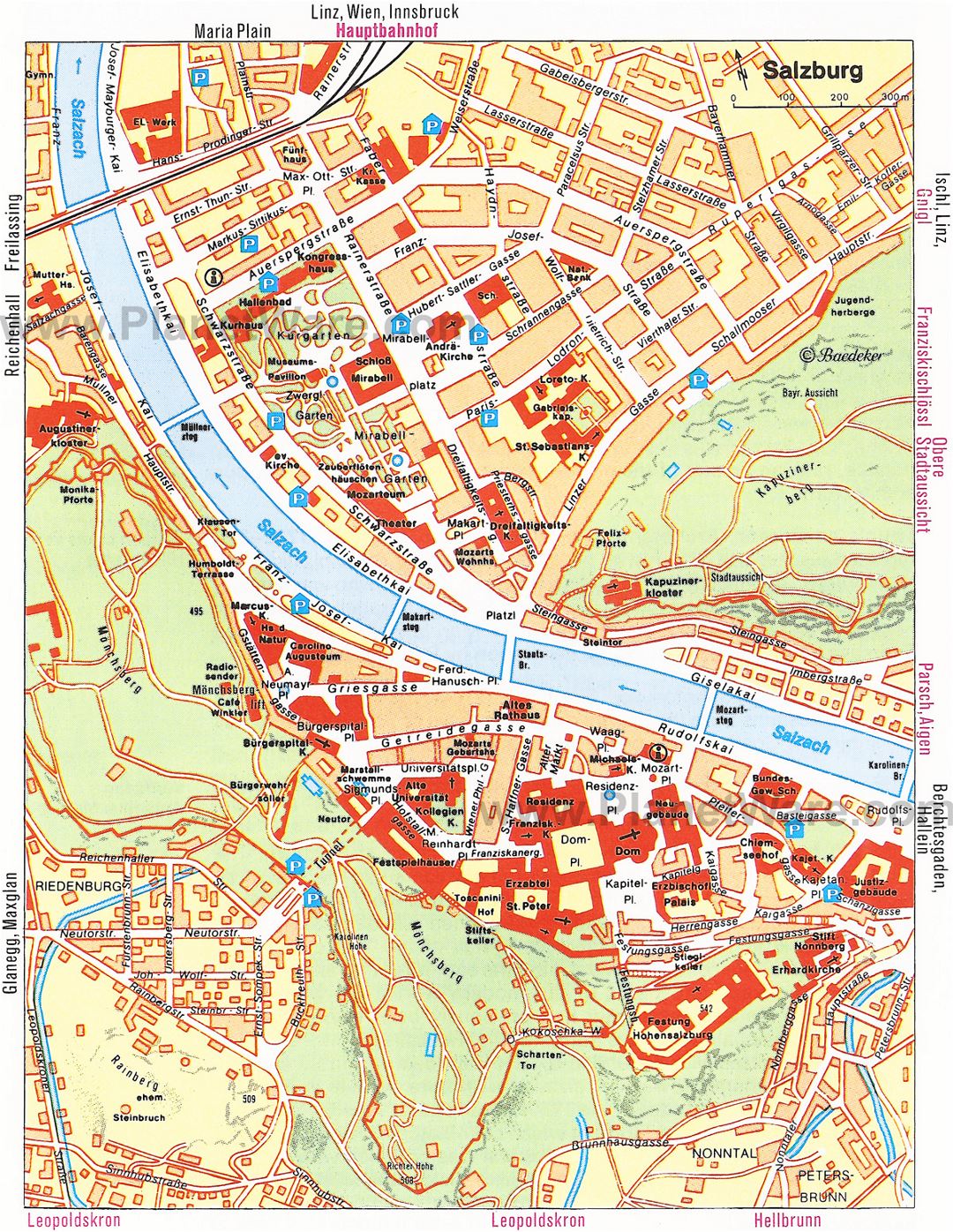 Tourist map of Salzburg city center