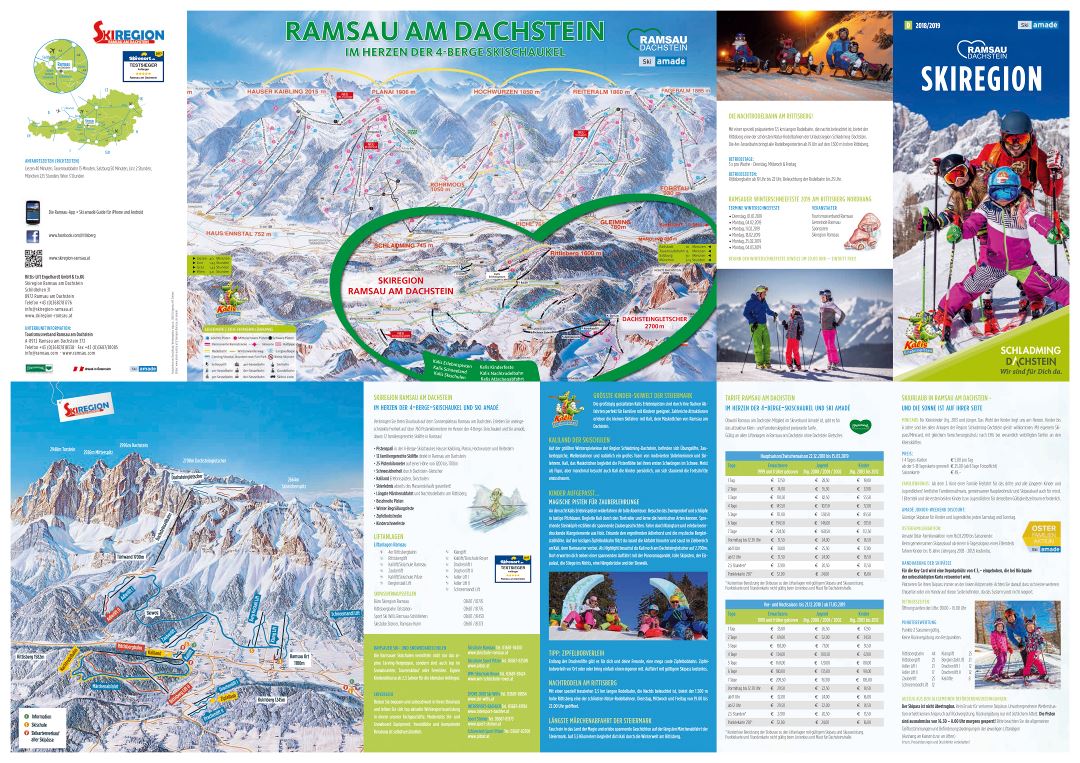 Large detailed piste map of Ramsau-Dachstein Ski Area - 2019