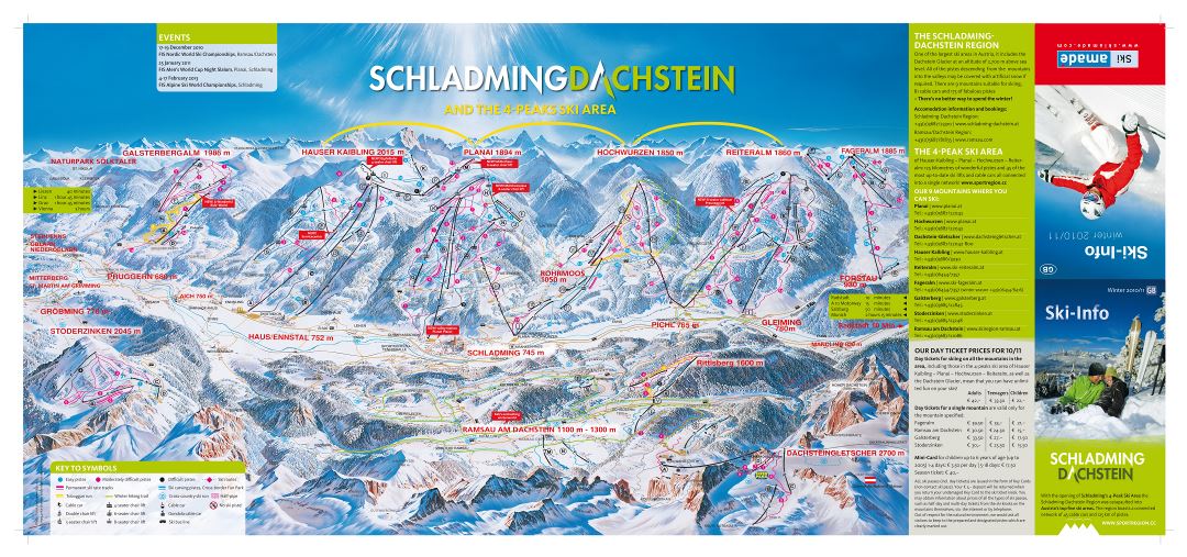 Large detailed piste map of Schladming - Dachstein Ski Resort - 2010