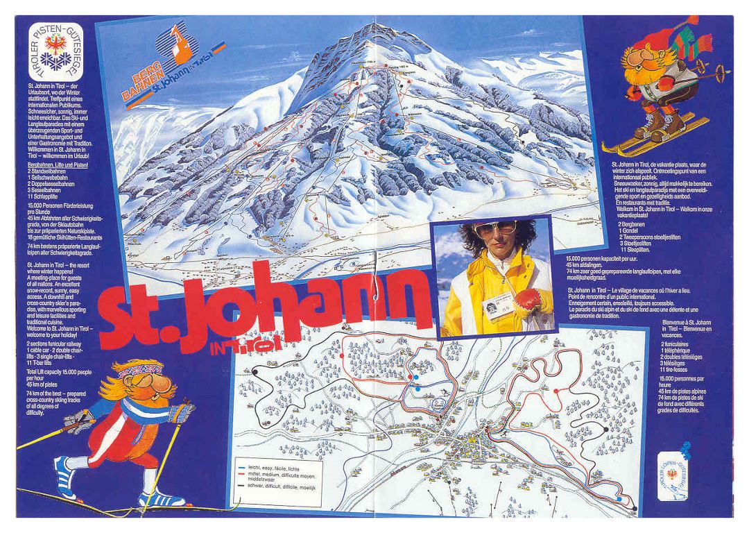 Detailed piste map of St. Johann in Tirol - 2004