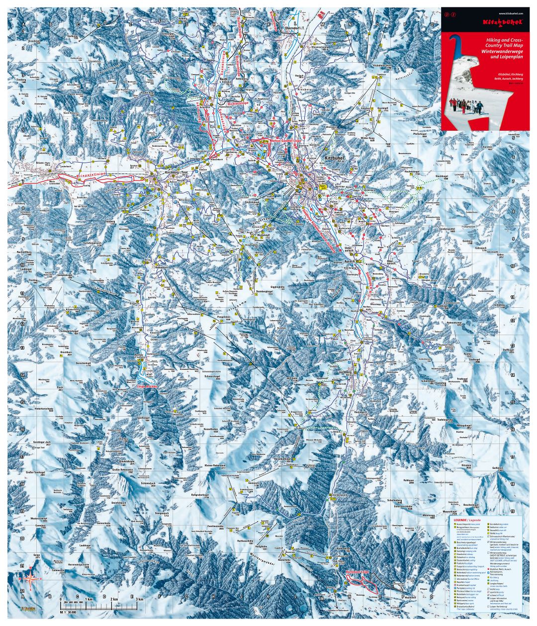 Large detailed piste map of Kitzbuhel Ski Area - 2010