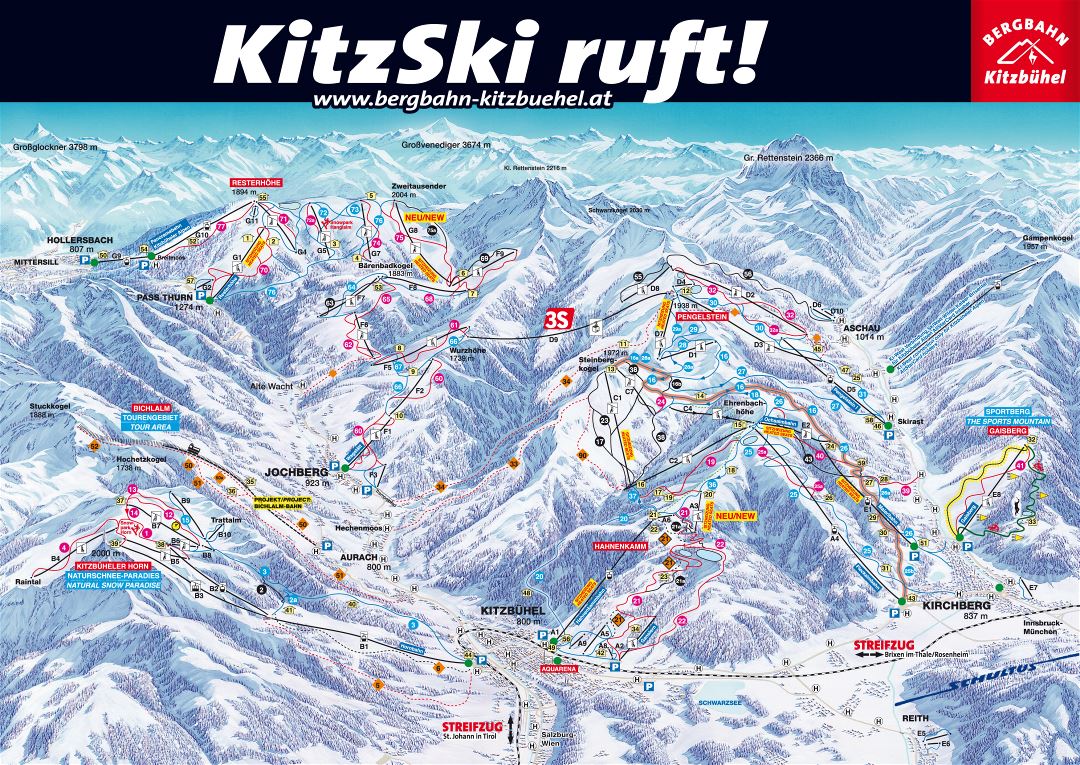 Large piste map of Kitzbuhel, KitzSki - 2012