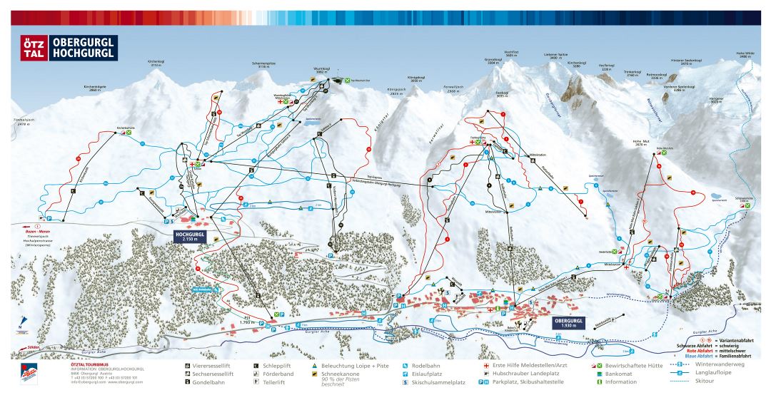Large piste map of Obergurgl-Hochgurgl, Otztal Ski Resort - 2009