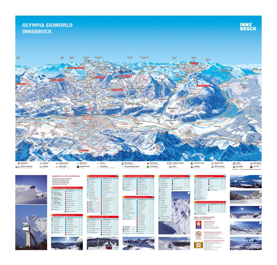 Large scale piste map of Innsbruck area Ski Resort