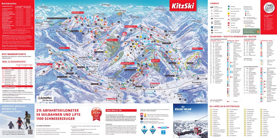 Large scale piste map of Kitzbuhel, KitzSki - 2017-2018
