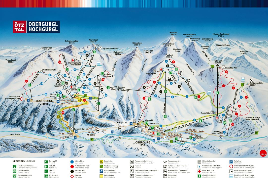 Large scale piste map of Obergurgl-Hochgurgl, Otztal Ski Resort - 2010
