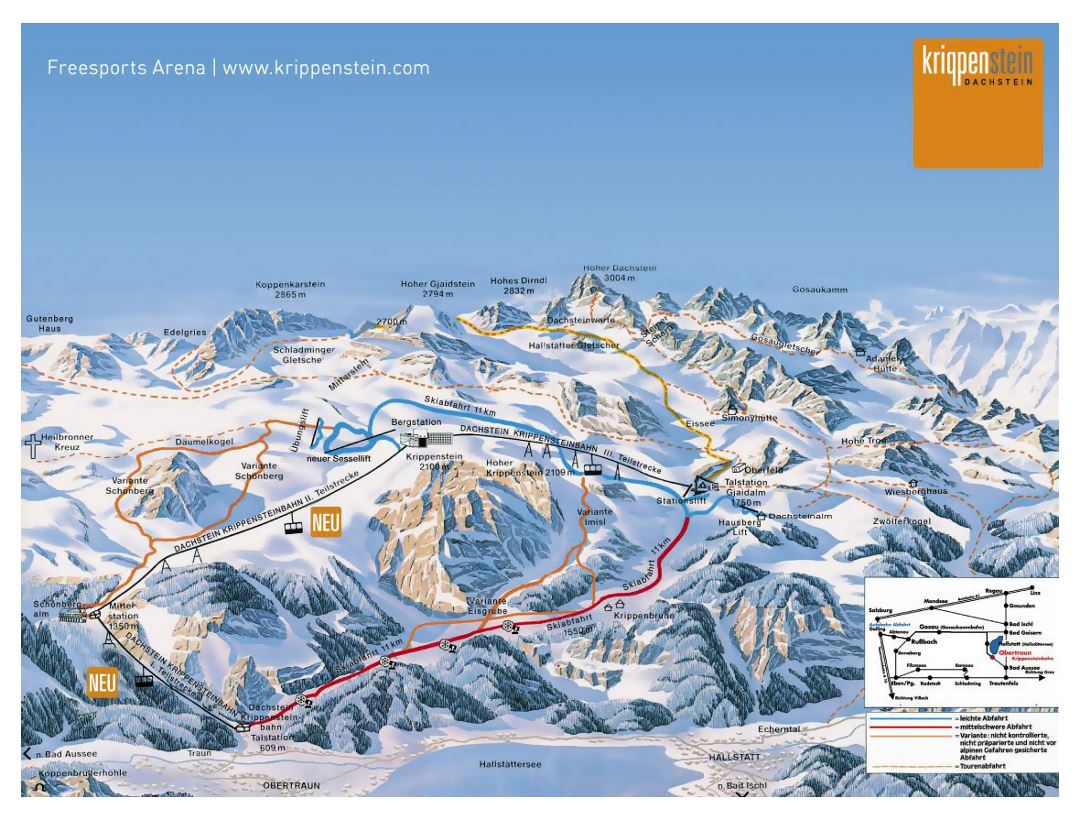 Detailed piste map of Krippenstein - Dachstein Ski Resort - 2008
