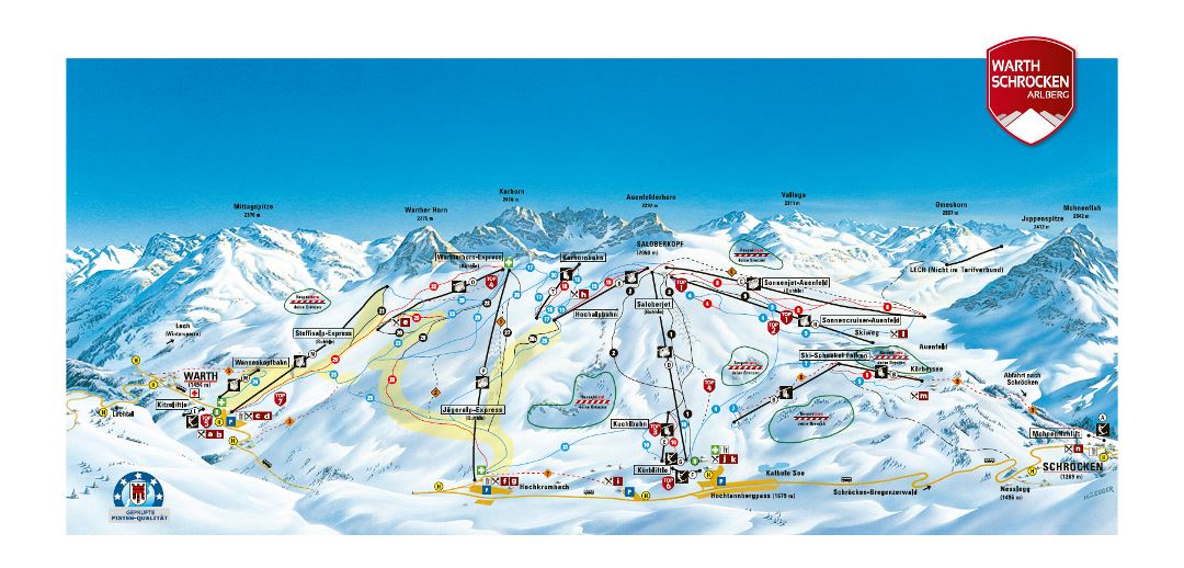 Detailed piste map of Warth Schroecken, Arlberg - 2009