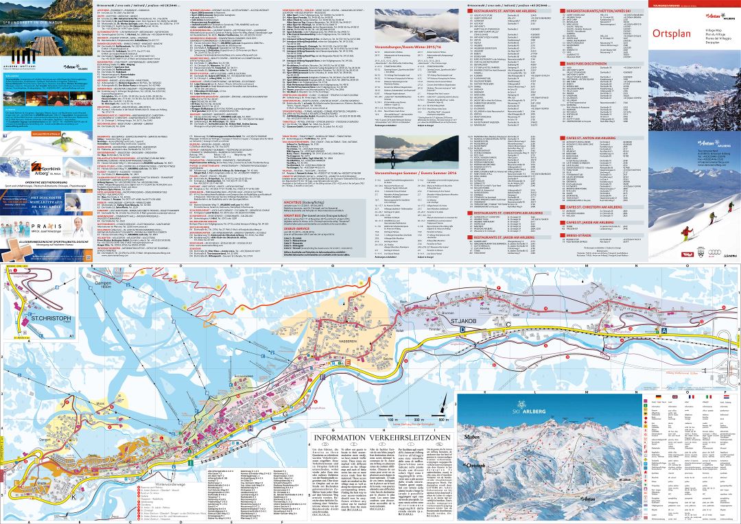 Large detailed guide and map of St. Anton, Arlberg Ski Resort - 2015