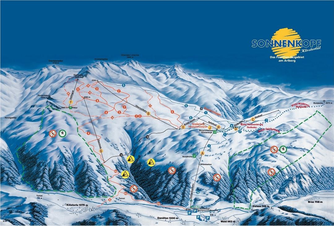 Large piste map of Sonnenkopf Ski Resort - 2010
