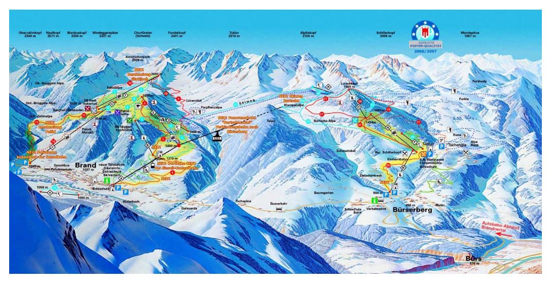 Large ski map of Brandnertal