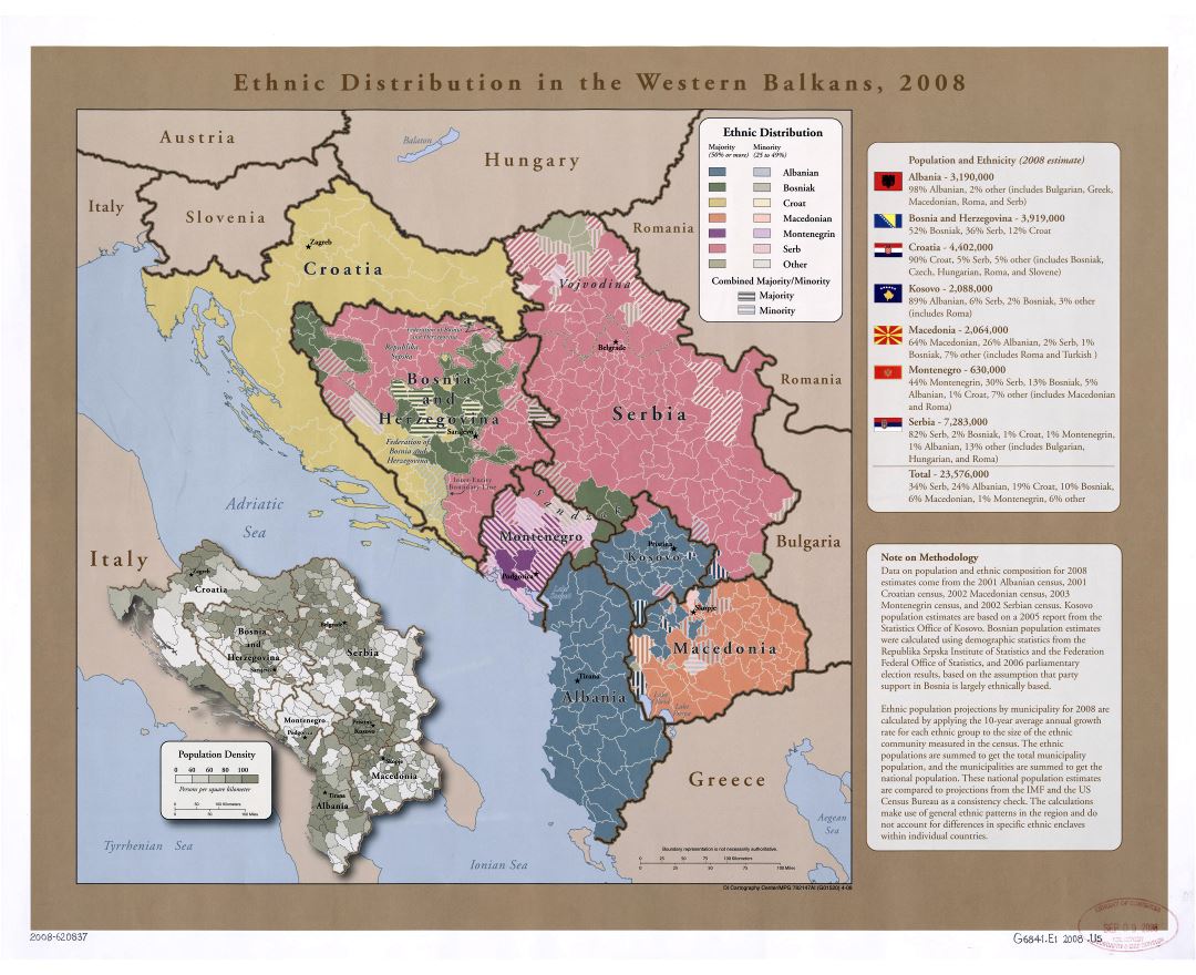 Large Scale Map Of Ethnic Distribution In The Western Balkans 2008 Preview 