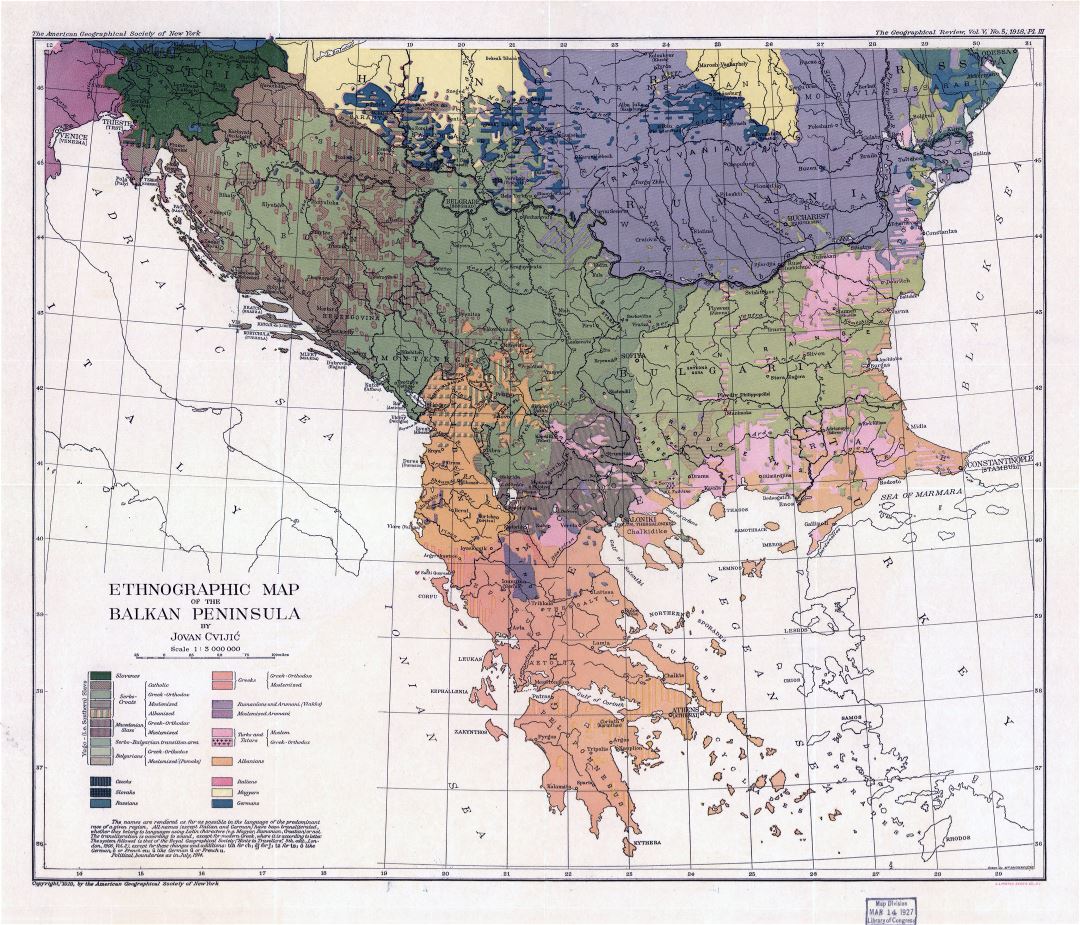 Large scale old ethnographic map of the Balkan Peninsula - 1918