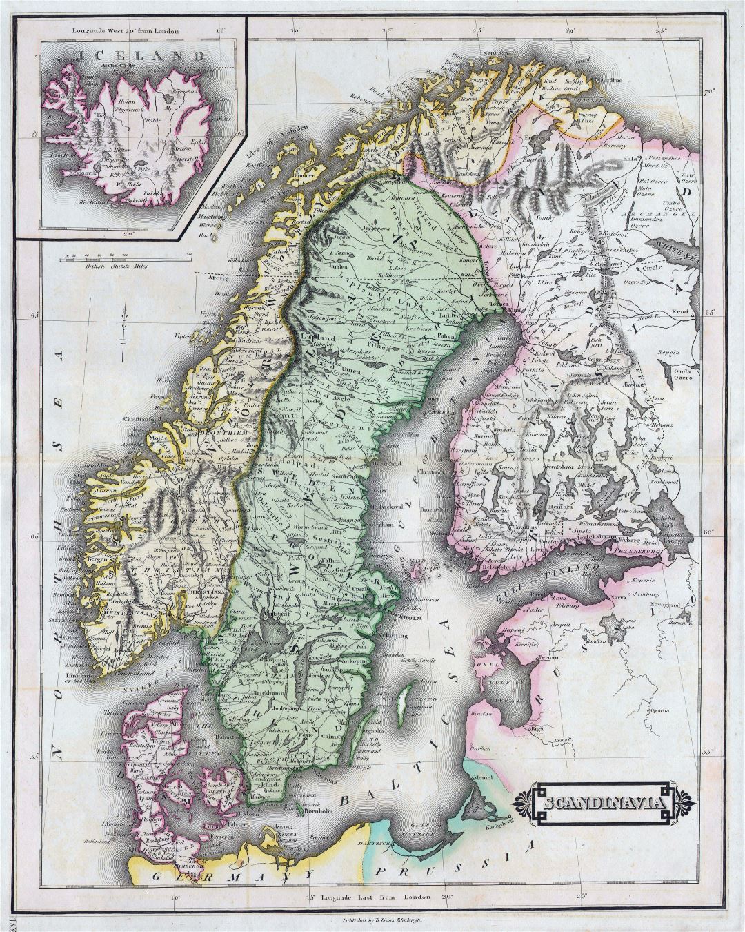 Large detailed old map of Scandinavia - 1840