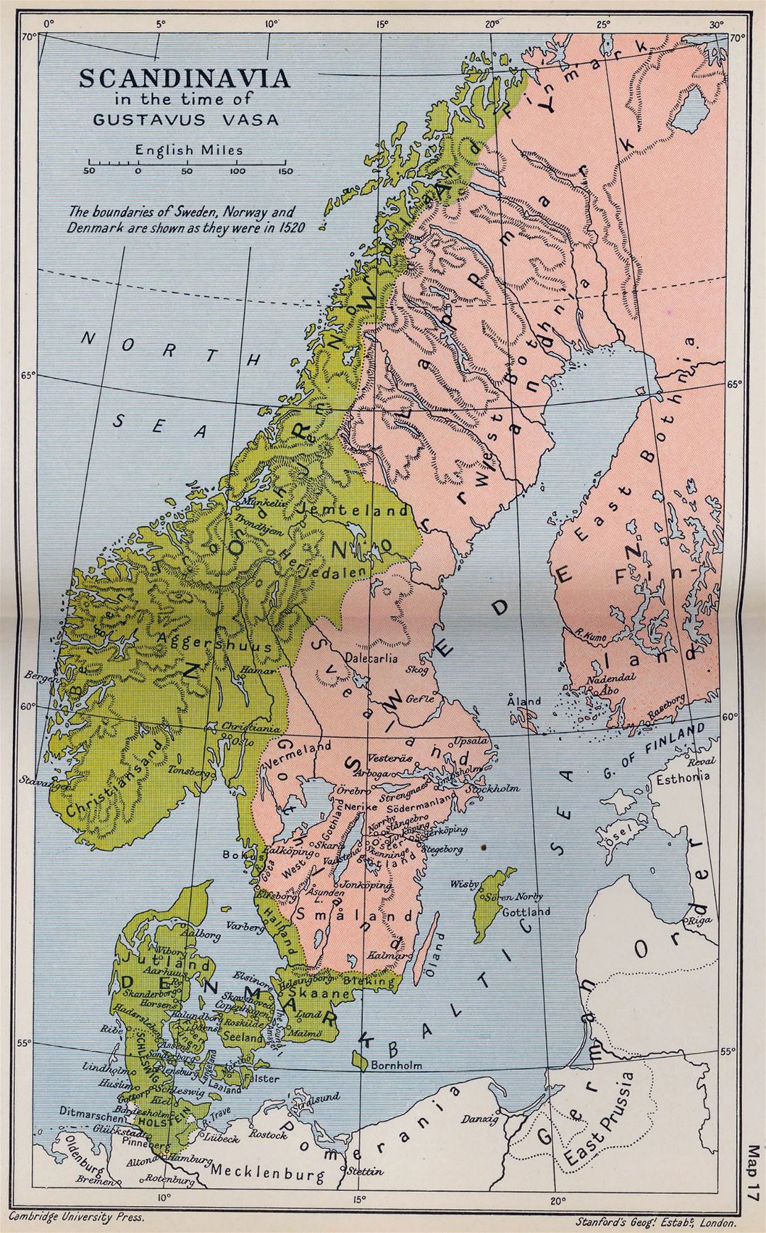 Large old map of Scandinavia - 1523