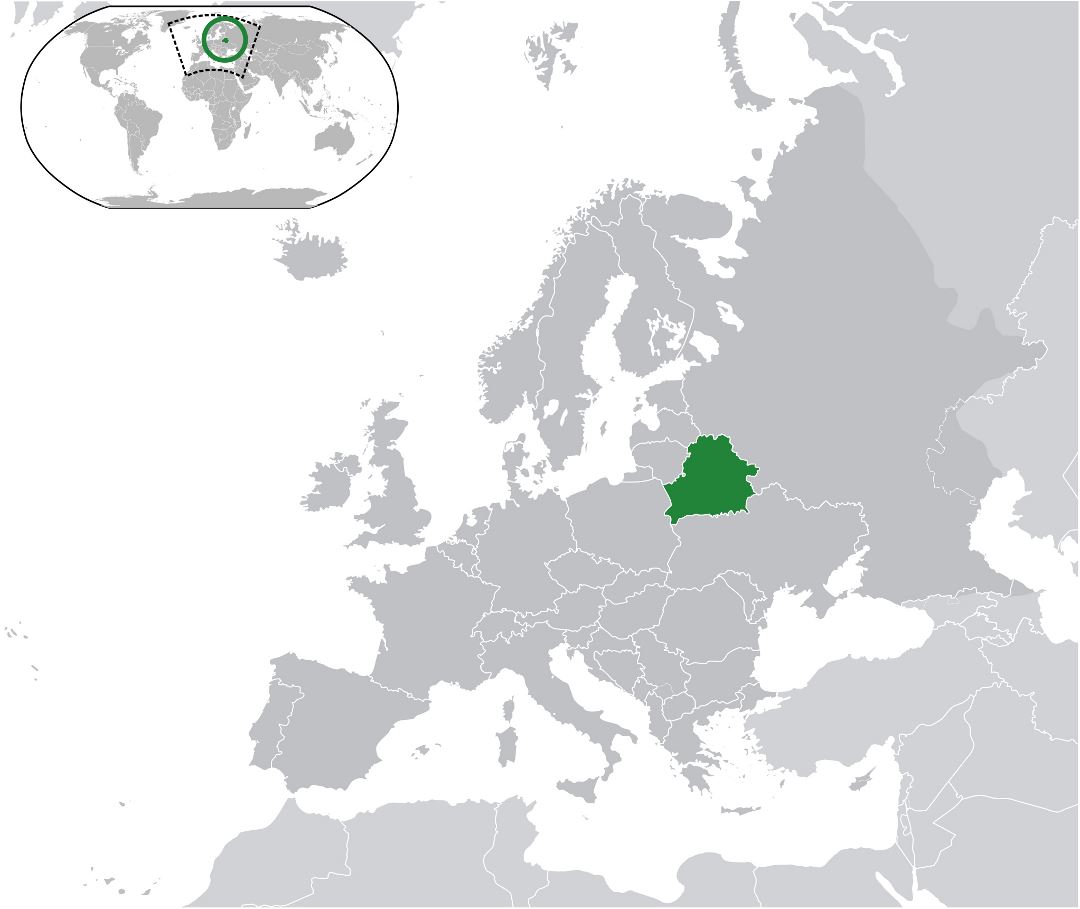Large location map of Belarus in the World
